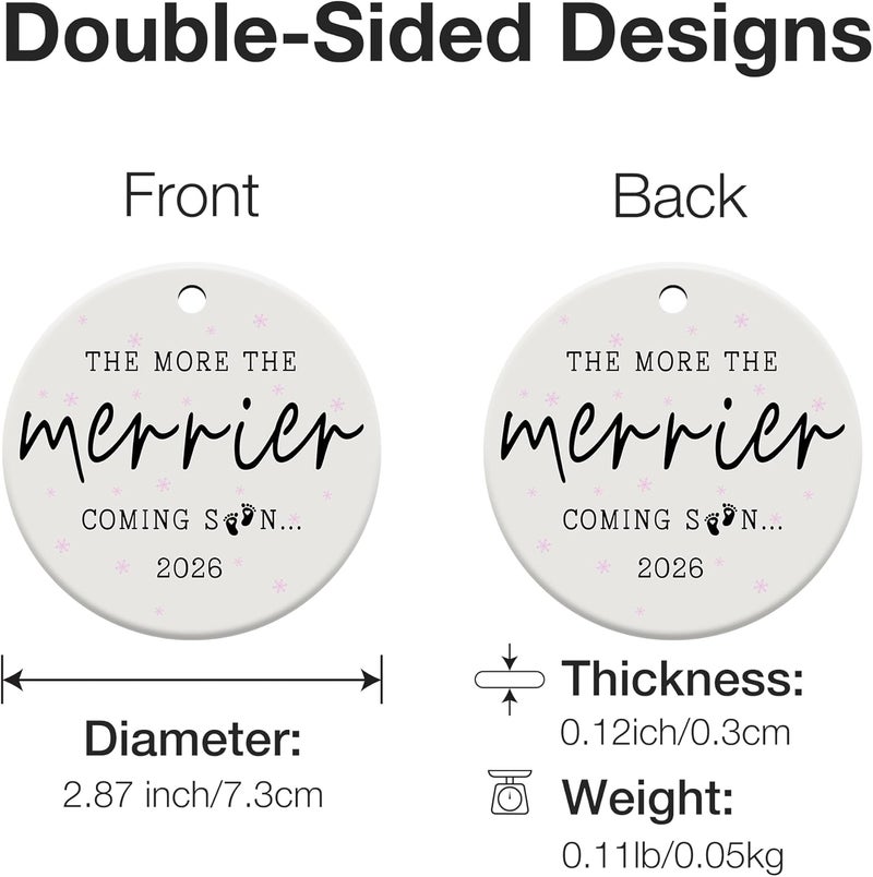 TinhCD Store Expecting Baby Ornament 2026, Pregnancy Announcement for Husband Grandparents Family Aunt, Baby Announcement, Pregnancy Gifts Ceramic Christmas Ornament - Image 2